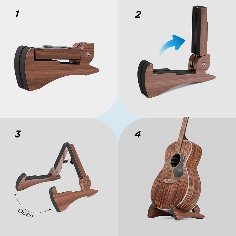 DIDA Lightweight Foldable A- Frame Plastic Guitar Stand for Acoustic, Electric Guitars, Ukulele, Guitar Stand Floor, Portable Travel Stand, Single Guitar Holder (Rosewood) - Image 3